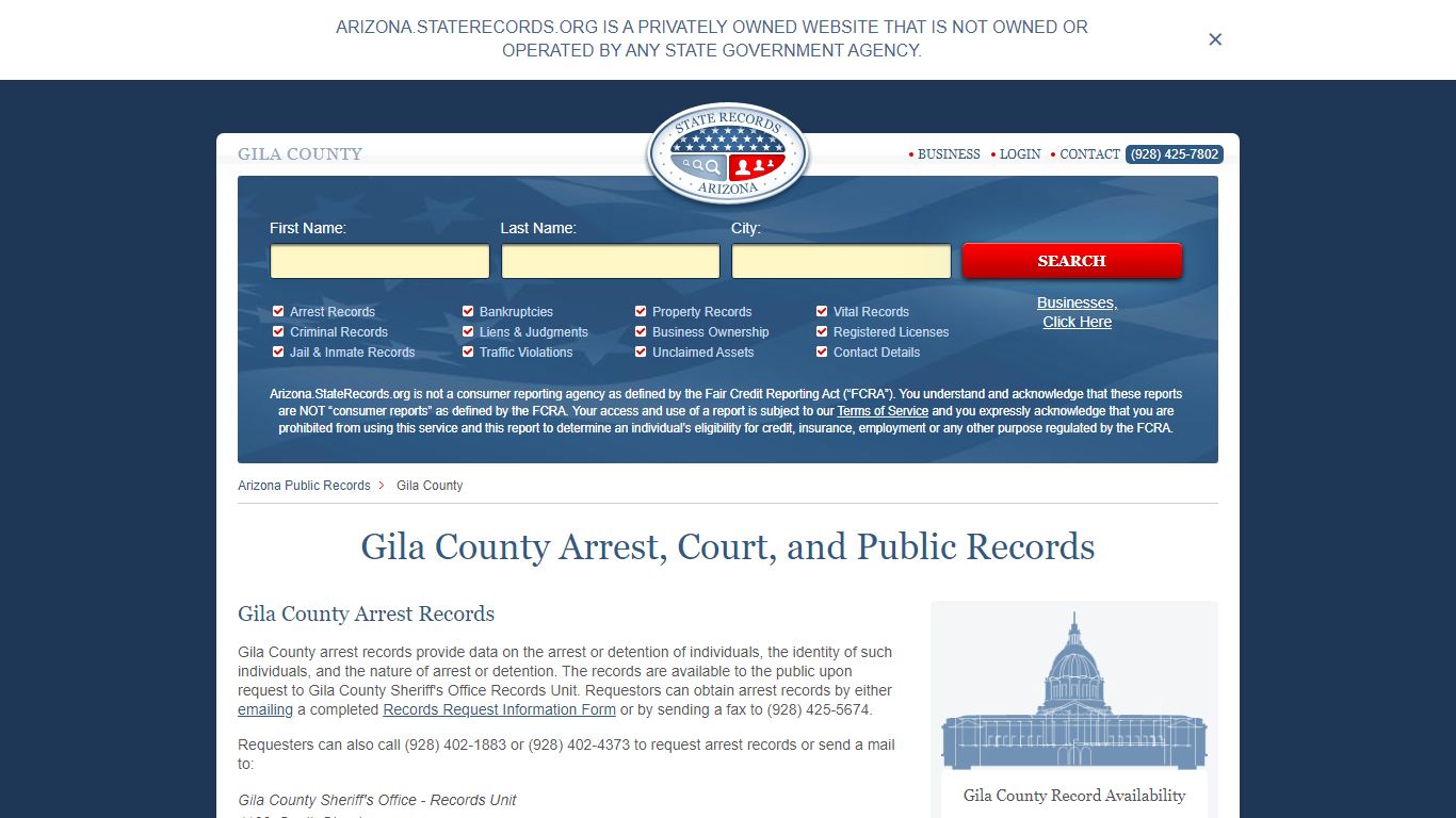 Gila County Arrest, Court, and Public Records